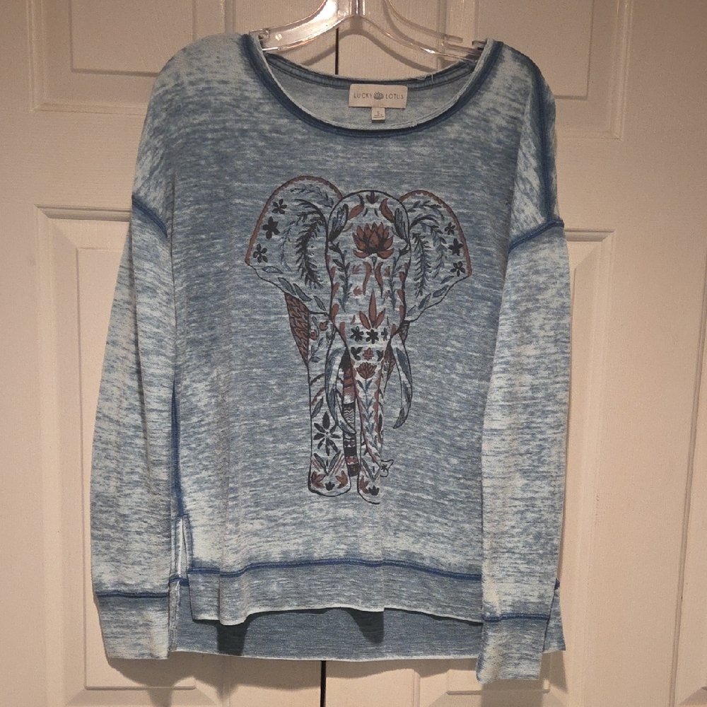 Blue Elephant Print Women Top
